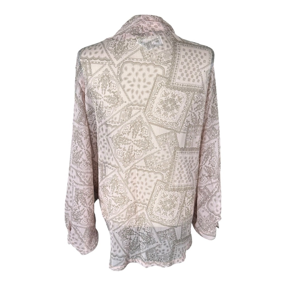 Free People Pink Long Sleeve Tie Front Blouse - Picture 3 of 10